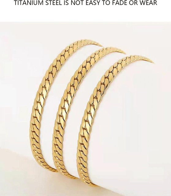 Cuban Link Halskette Armband, 925 Silber, Gold, 55 cm, Herren - Bild 1