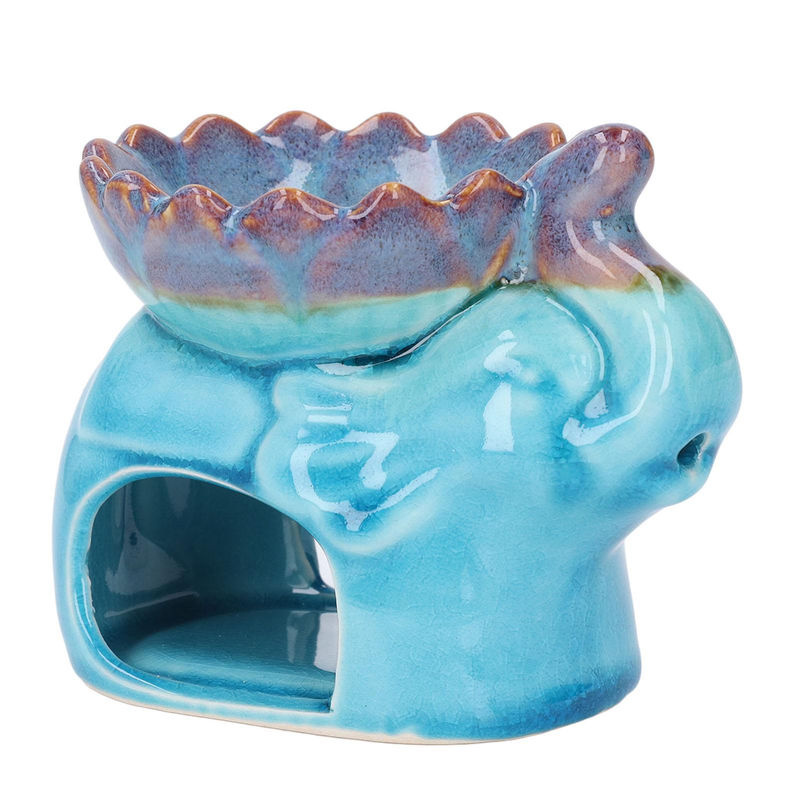 Koogeelife Aromatherapie Brenner aus Keramik in Blau für ätherische Öle und Teelichter - Bild 2