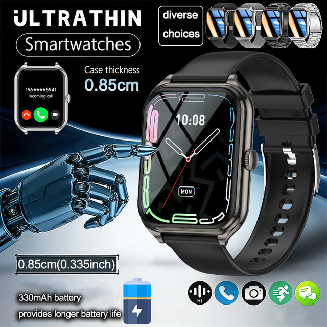 paazomu Smartwatch, 1,93 Zoll, Schwarz, Silikon, Unisex - Bild 1