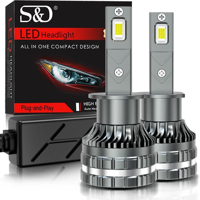2er-Set H7 H4 LED Scheinwerfer Lampen 6000K High Power 200W 160000LM Canbus CSP Chips für Auto in Grau - Bild 1