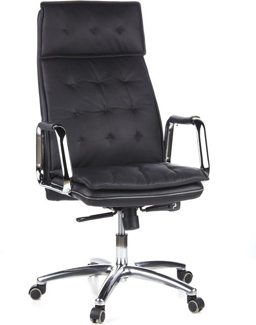 hjh OFFICE Profi Chefsessel VILLA 20 in Schwarz aus Leder mit Armlehnen - Bild 1