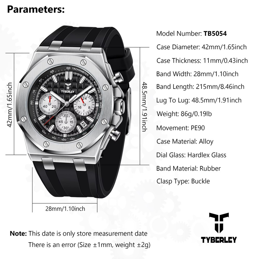 TYBERLEY Chronograph, Quarzuhr, Edelstahl, Weiß, Herren - Bild 6