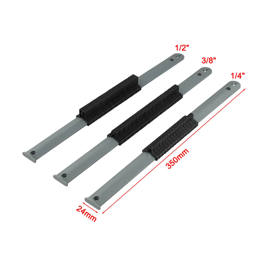 DAZZLEEX Buchsen-Organizer für Werkzeugboxen und Schubladen, Lagerungsschienen für 1/4, 3/8 und 1/2 Zoll, 350 mm Länge - Bild 3