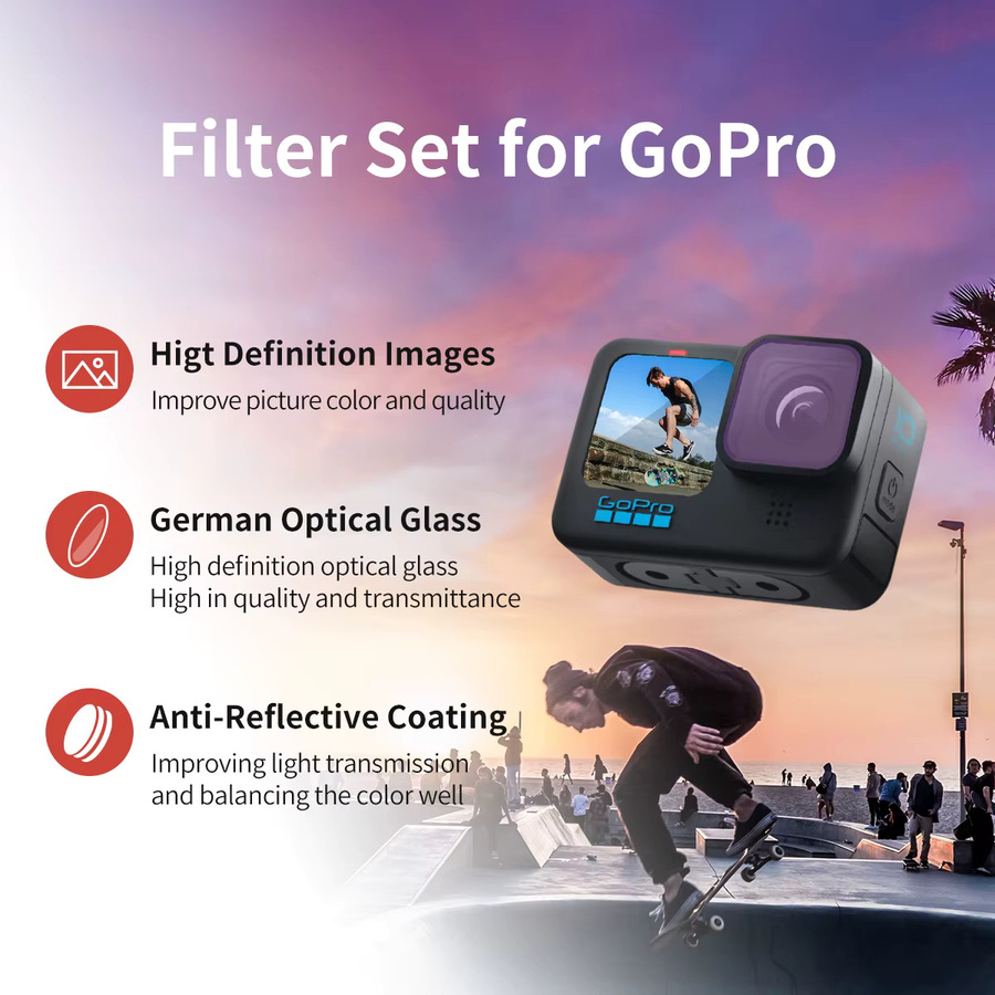 Mecoright Filterset für GoPro Hero 9 10 11 Action-Kamera mit UV CPL ND8/64/1000 NDPL Polarisator und Tauchlinsen Zubehör - Bild 2