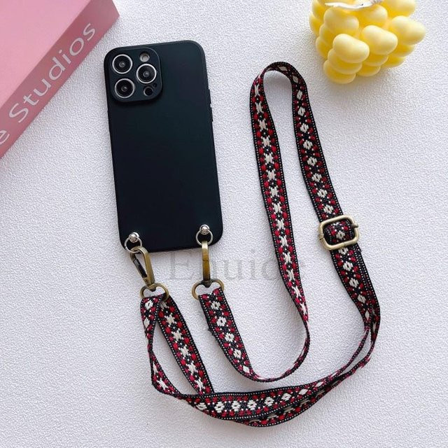 Silikonhülle mit Crossbody-Trageband für Motorola Edge 50 Pro, Edge 40 Neo und weitere Modelle, Farbe: Schwarz - Bild 1
