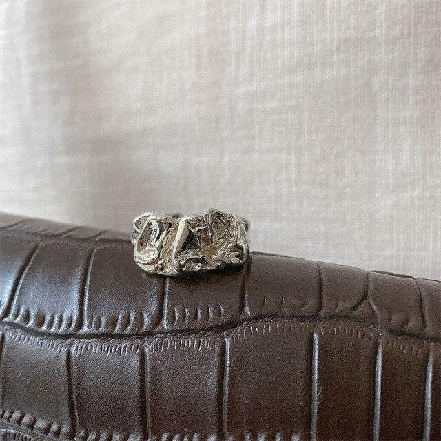 Allbestart Ring 925 Silber, unregelmäßig, grau, Unisex - Bild 1