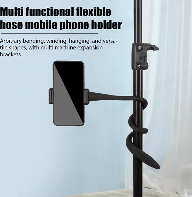 YTYIN Universal Lazy Bracket Handyhalter Schwanenhals Ständer mit Clip-Halterung für iPhone, Xiaomi und Samsung in Schwarz - Bild 1