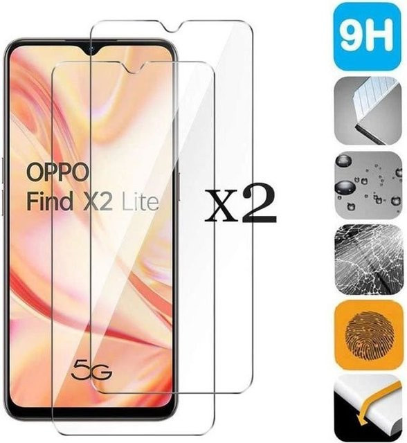 Oppo Find X2 Lite Displayschutzfolie aus gehärtetem 9H Glas, transparent, 2er-Pack - Bild 1