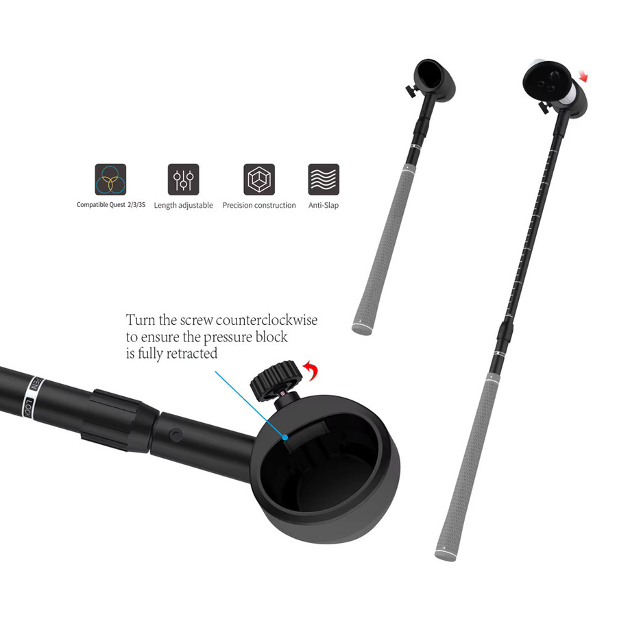 VR Golf Club Controller Extension für Meta Quest 3S, Meta Quest 3 und Meta Quest 2, 80 Grad Befestigung, Schwarz - Bild 4