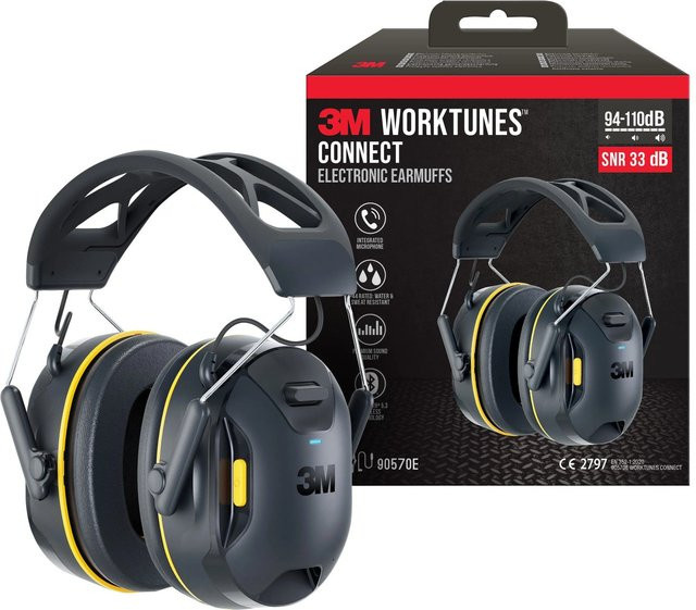 3M WorkTunes Connect Bluetooth Kapselgehörschutz in Schwarz und Gelb mit SNR 33 dB - Bild 1