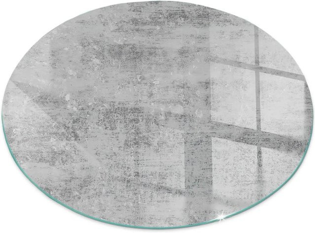 Tulup Glasplatte für Kamin mit abstrakter Hintergrundtextur, rund, Grau, Durchmesser: 70 cm - Bild 1