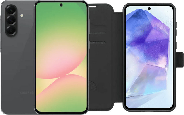 Samsung Galaxy A56 5G Smartphone 256GB Schwarz mit BlueBuilt Book Case Schwarz - Bild 1