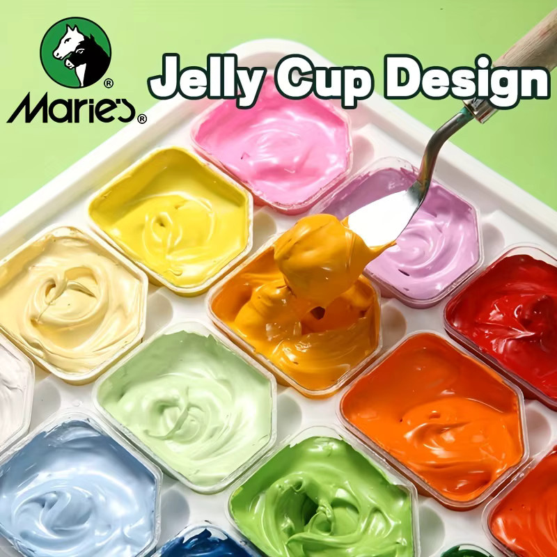 Marie's Gouache-Farbset mit 24 Farben in Gelee-Bechern, 30 ml pro Becher, Multicolour, inklusive tragbarem Etui für Leinwand und Aquarellpapier - Bild 3