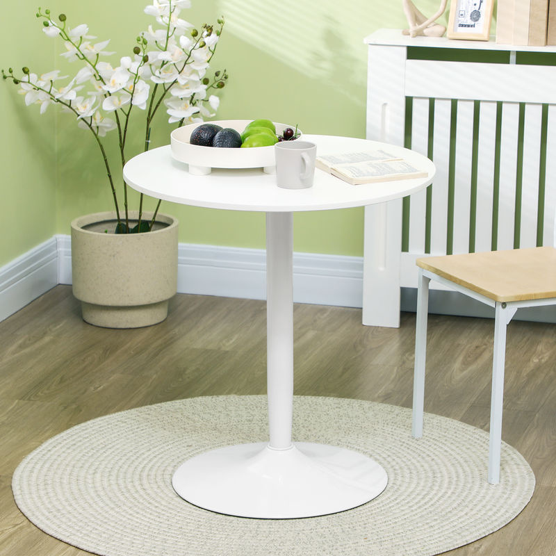 HOMCOM Runder Esstisch in Weiß, moderner Küchentisch mit Stahlbein und Säulenuntergestell, Durchmesser: 70 cm, Höhe: 75 cm - Bild 2