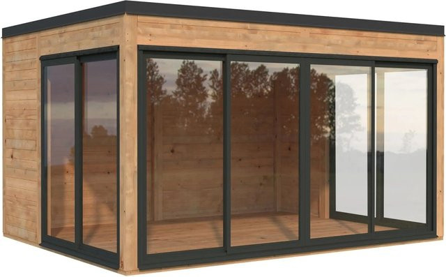 Palmako Gartenhaus Serena mit Pultdach aus Fichtenholz in Braun, B/T: 420 x 320 cm - Bild 1
