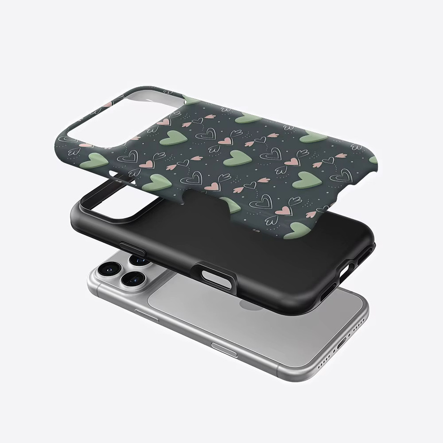 Potdemiel Aurea Case Matte Bumper MagSafe kompatible iPhone Hülle mit Salbeigrüner Geflügelten Herz-Abdeckung in Grün Multicolour - Bild 2