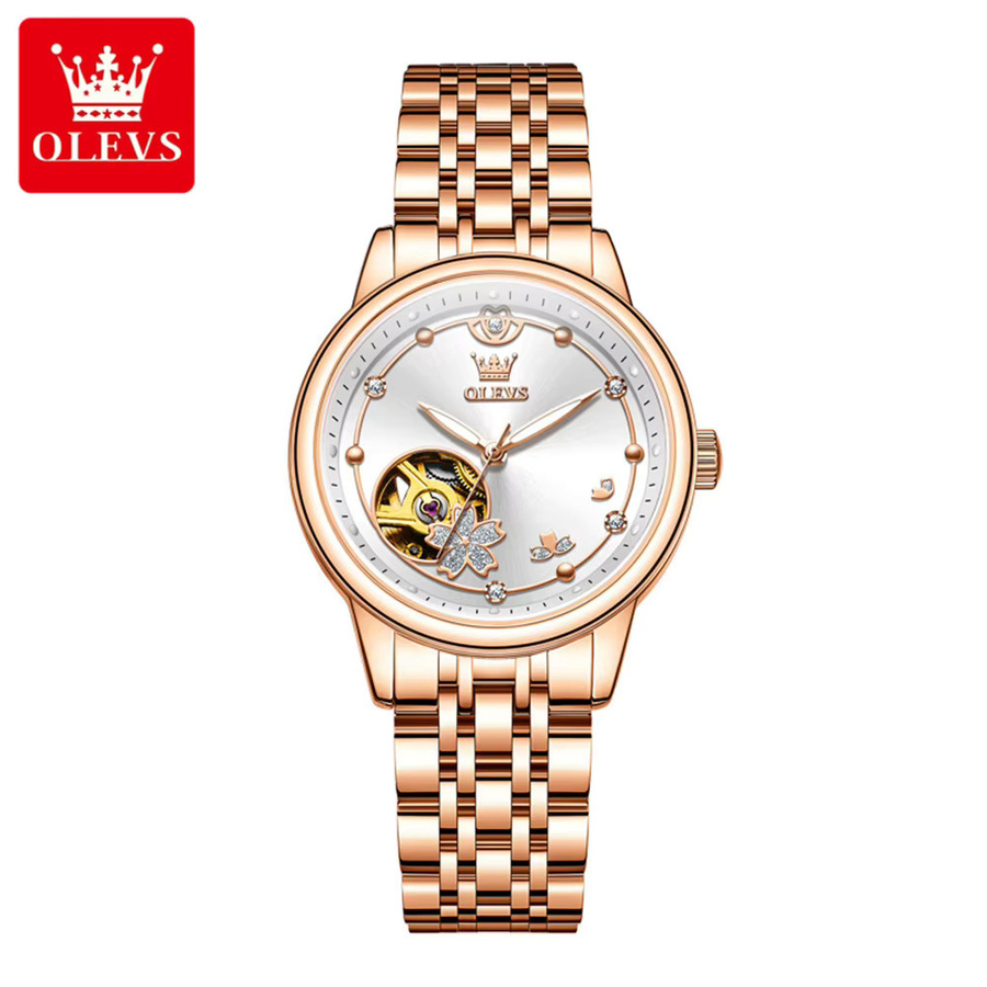OLEVS Armbanduhr Automatik, Edelstahl, Bicolor, Damen - Bild 4