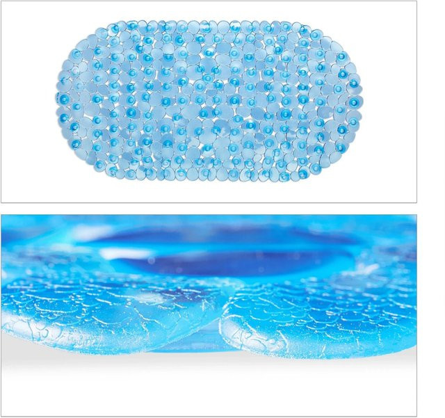 Relaxdays Badewannenmatte in Steinoptik aus PVC, Blau, B/T: 68 x 35,5 cm - Bild 1