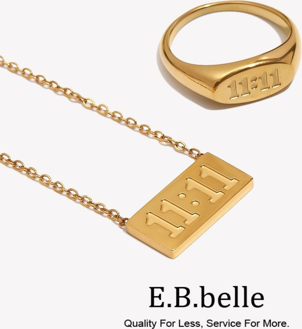 E.B.belle Halskette mit quadratischem Anhänger, Edelstahl, Gold, Unisex - Bild 1