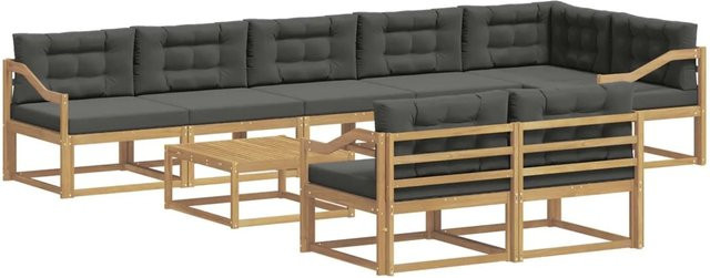 vidaXL Outdoor-Sofagarnitur aus Akazienholz mit 9 Teilen in Anthrazit und Weiß, B/T/H: 79 x 79 x 37 cm - Bild 1