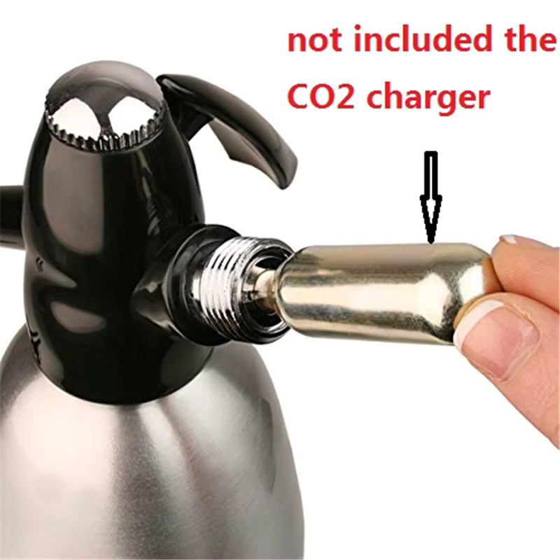 BARMAID BARWARE Soda Siphon Sprudelwasserbereiter mit 1l Volumen, Silber, Aluminium Cocktail Set für Bubble Drinks und Cocktails - Bild 2