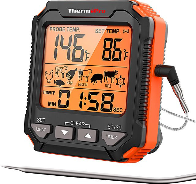 ThermoPro TP716 Digitalthermometer mit Sonde für Ofen, Fritteuse und Grill inklusive Timer für die Küche - Bild 1