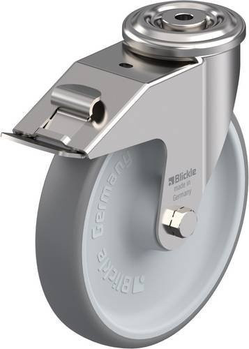 Blickle Lenkrolle LEXR-TPA 200XR-FI mit Feststeller aus Edelstahl in Grau und Silber, Rad-Durchmesser: 200 mm, Tragfähigkeit: 250 kg - Bild 1