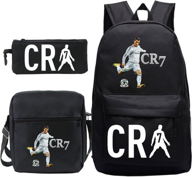 C Ronaldo 3-teiliges Schulset bestehend aus Schultasche, Rucksack und Federmäppchen in Schwarz - Bild 1