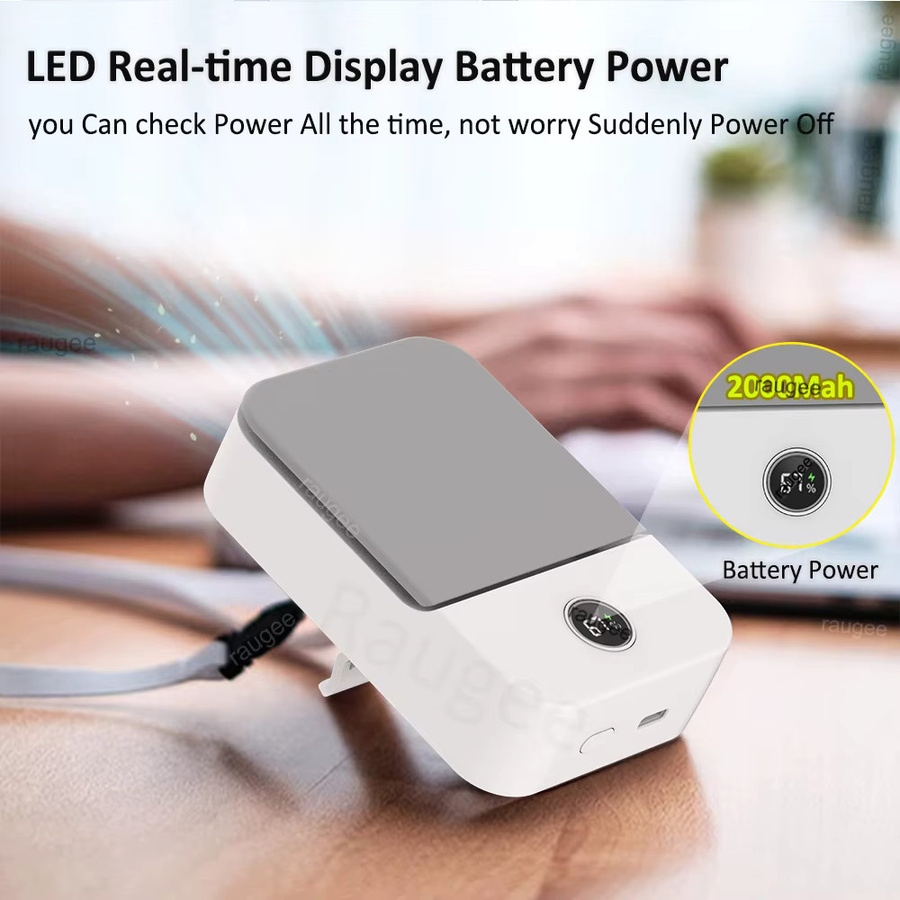 Tragbarer Mini-Hüftventilator von ragee mit 3 Geschwindigkeitsstufen und 2000mAh Akku, USB-Luftkühler mit Hüftclip zum Umhängen, erhältlich in Schwarz oder Weiß - Bild 5