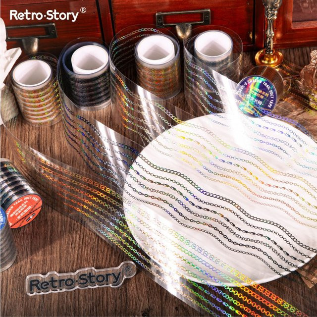 5 x 200 cm Retro-Kettenschlaufenband in Multicolour für Scrapbooking und DIY-Dekoration aus Papier - Bild 1