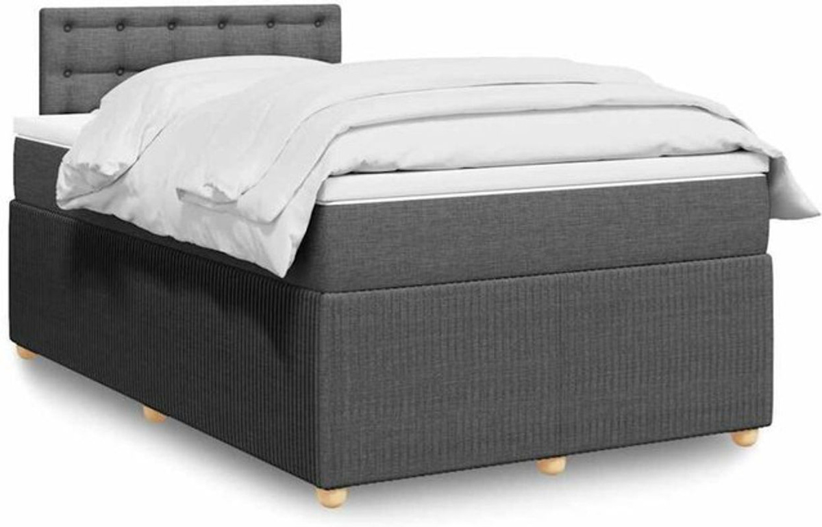 vidaxl Boxspringbett mit Matratze aus Stoff in Dunkelgrau B/T/H: 200 x 120 x 100,5 cm - Bild 1