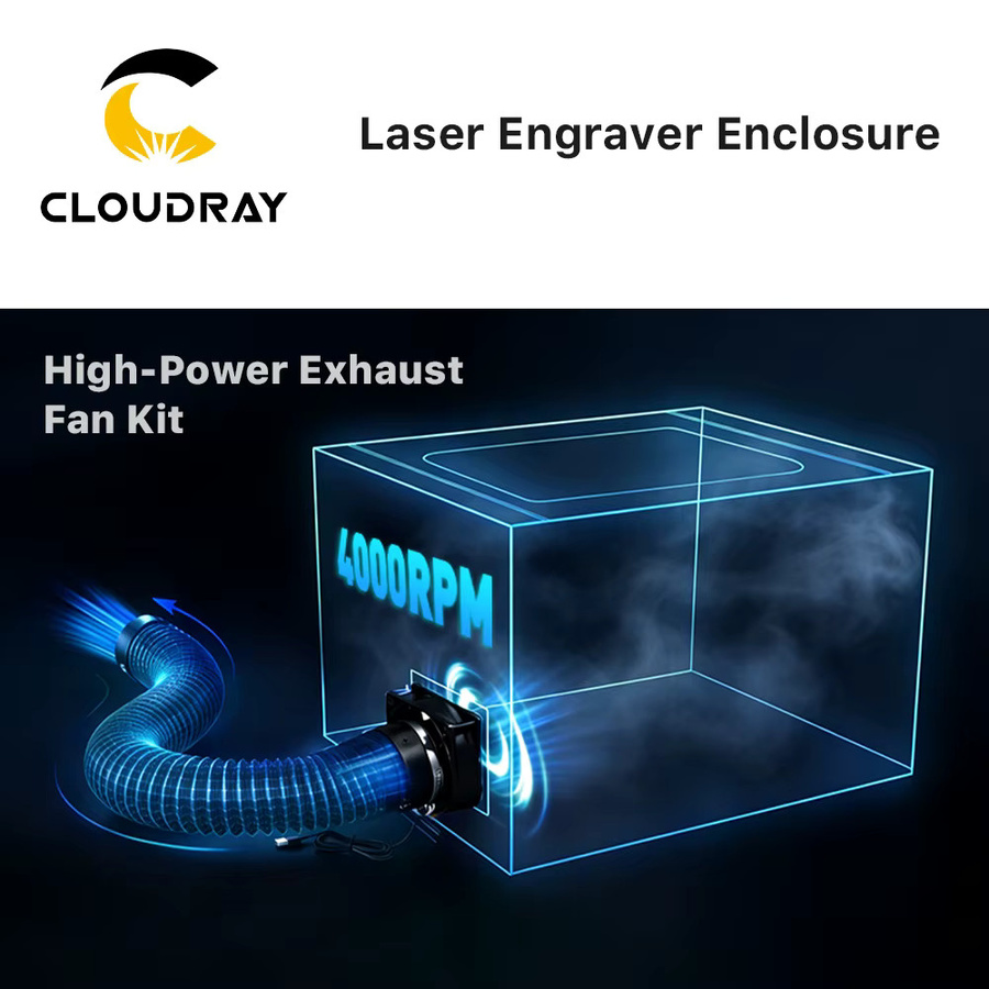 Cloudray Universelle Schutzabdeckung für Laser-Graviermaschinen mit Rauchfilter, Schwarz, B/T/H: 72 x 40 x 72 cm - Bild 4