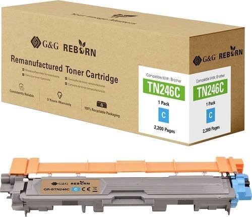 G&G Toner Cartridge Cyan Kompatibel mit Brother TN-246C Remanufactured für Laserprinter mit 2200 Seiten Reichweite - Bild 1