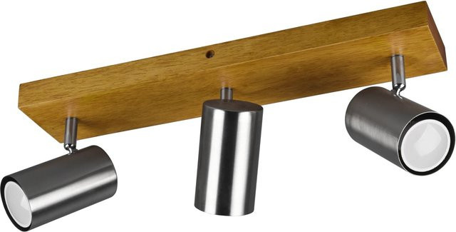 Trio Strahler Marley 3-flammig in Nickel matt und Holz Natur - Bild 1