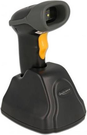 Delock 90550 2D Barcode-Scanner kabelgebunden mit Standfuß, Schwarz-Orange - Bild 1