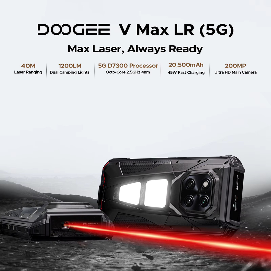 DOOGEE V Max LR 5G Robustes Smartphone mit Laser-Entfernungsmesser, 6,78 Zoll Display, 512 GB ROM und 20500 mAh Akku - Bild 2