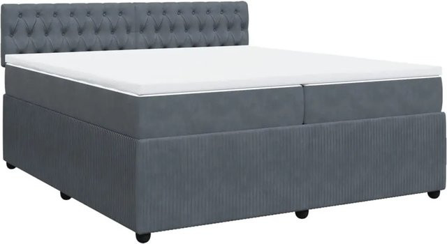vidaXL Boxspringbett mit Matratze in Dunkelgrau aus Samt, B/T: 200 x 200 cm - Bild 1