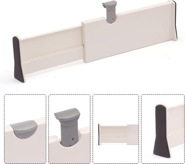 Set aus 1 verstellbarem Schubladenteiler Organizer aus Kunststoff in Weiß für Schlafzimmer, Badezimmer, Kleiderschrank und Schreibtisch - Bild 1