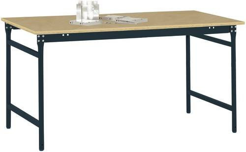 Manuflex Beistelltisch BASIS stationär mit Multiplex-Tischplatte in Anthrazit RAL 7016, B/T/H: 150 x 60 x 78 cm - Bild 1