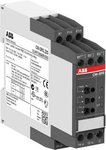 ABB Stromüberwachungsrelais CM-SRS.21S in Grau, 220 - 240 V/AC, 2 Wechsler (2 Öffner und 2 Schließer) - Bild 1