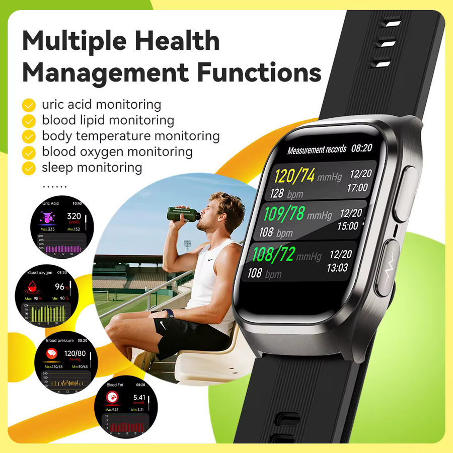NOYAFA Smartwatch, Schwarz, Silikon, Herren, 44 mm - Bild 5