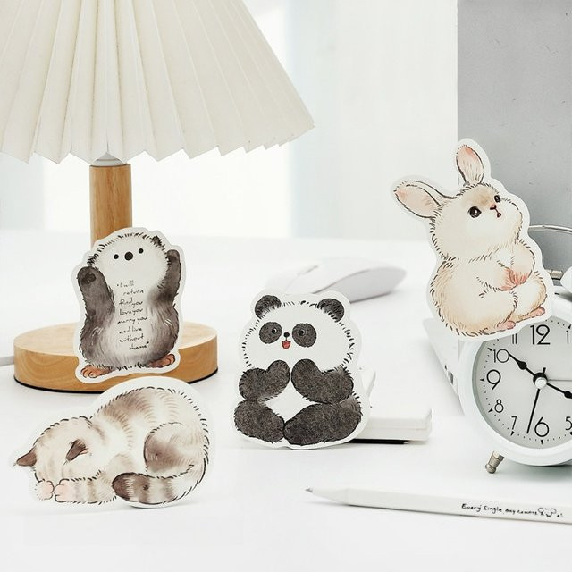 Kawaii Tier-Notizblock mit niedlichen Cartoon-Motiven für Schule und Büro, 4 verschiedene Designs - Bild 1