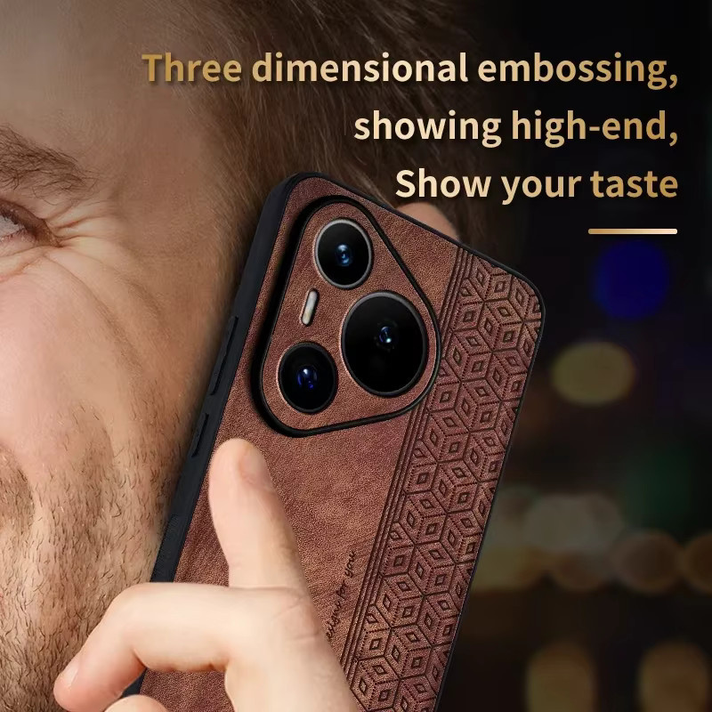 EUCAGR Elite stoßfeste Handyhülle aus PU-Leder für Huawei Pura 70 80 Ultra, Pura 80 70 Pro, Pura 80 und P60 in Schwarz - Bild 3