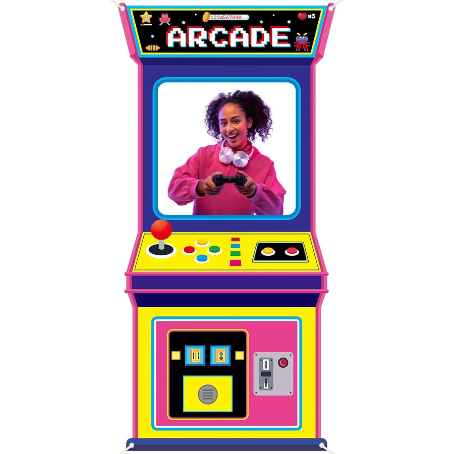 OURFETE Retro-Arcade-Spielautomat Fotohintergrund in Multicolor für Videospiel-Themenpartys - Bild 5