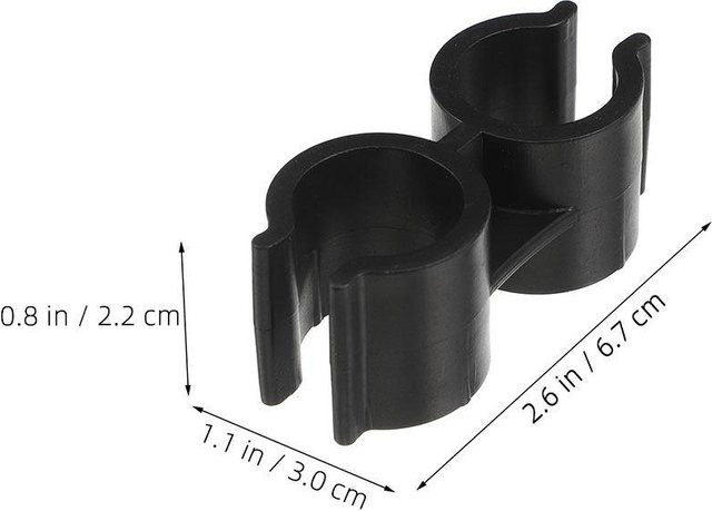 6er Set Doppelrohrschellen in H-Form aus Kunststoff von Cove Home in Schwarz zur Befestigung von Rohrständer, Stangen und Regalen - Bild 1