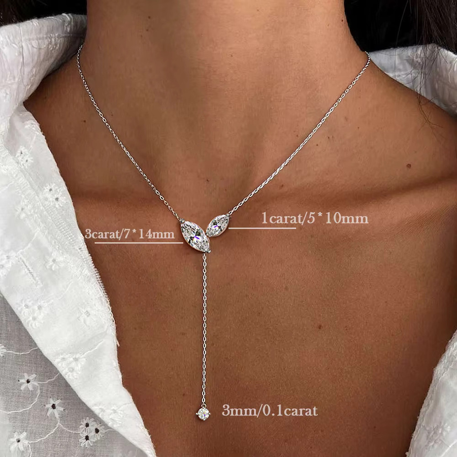 KUTPF Lariat Anhänger Halskette, 925 Silber, Moissanit, Damen - Bild 2