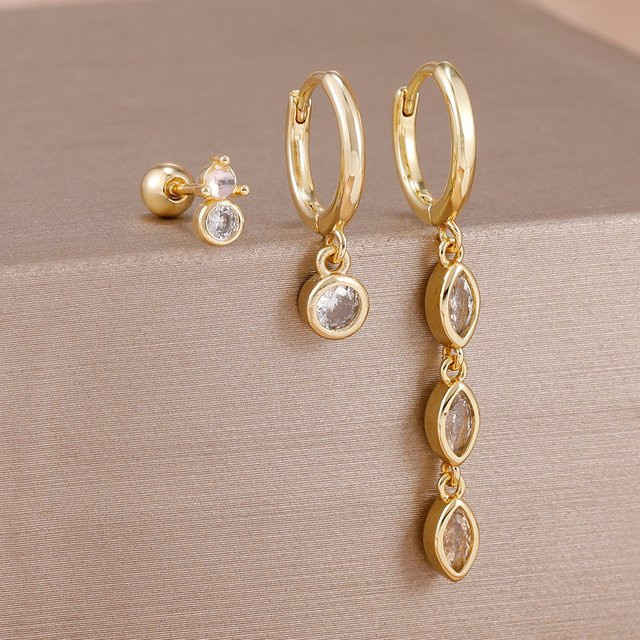 Yuedane Ohrring-Set, Gold, Zirkonia, Damen - Bild 1