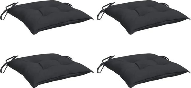 vidaXL Stuhlkissen 4er Set Schwarz aus Oxford-Gewebe, B/T/H: 40 x 40 x 7 cm - Bild 1