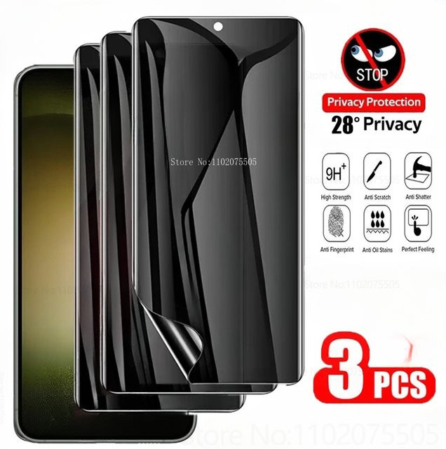 3 Stück Samsung Anti-Spy Privacy Hydrogel Displayschutzfolie für S24 S23 S22 S21 S20 Ultra und Note 20 10 Plus - Bild 1