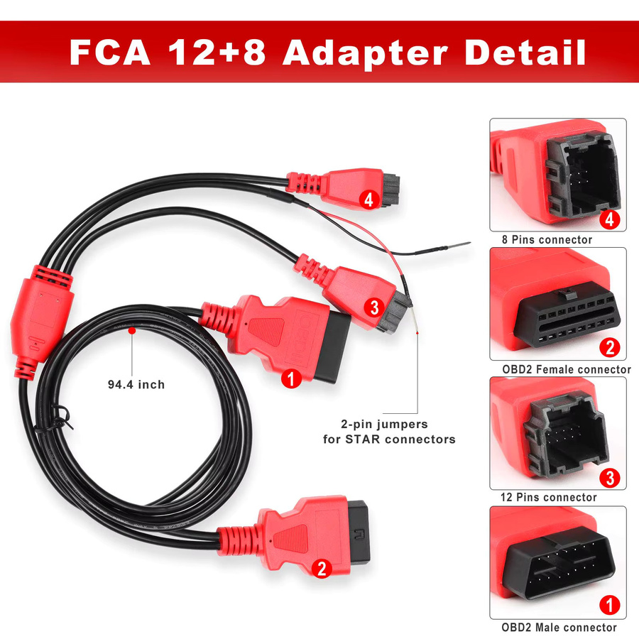 SWG 12+8 Universalkabel in Rot für Autel Maxisys MS906 908 PRO Scanner und Chrysler kompatibel mit LAUNCH X431 und OBDSTAR - Bild 4